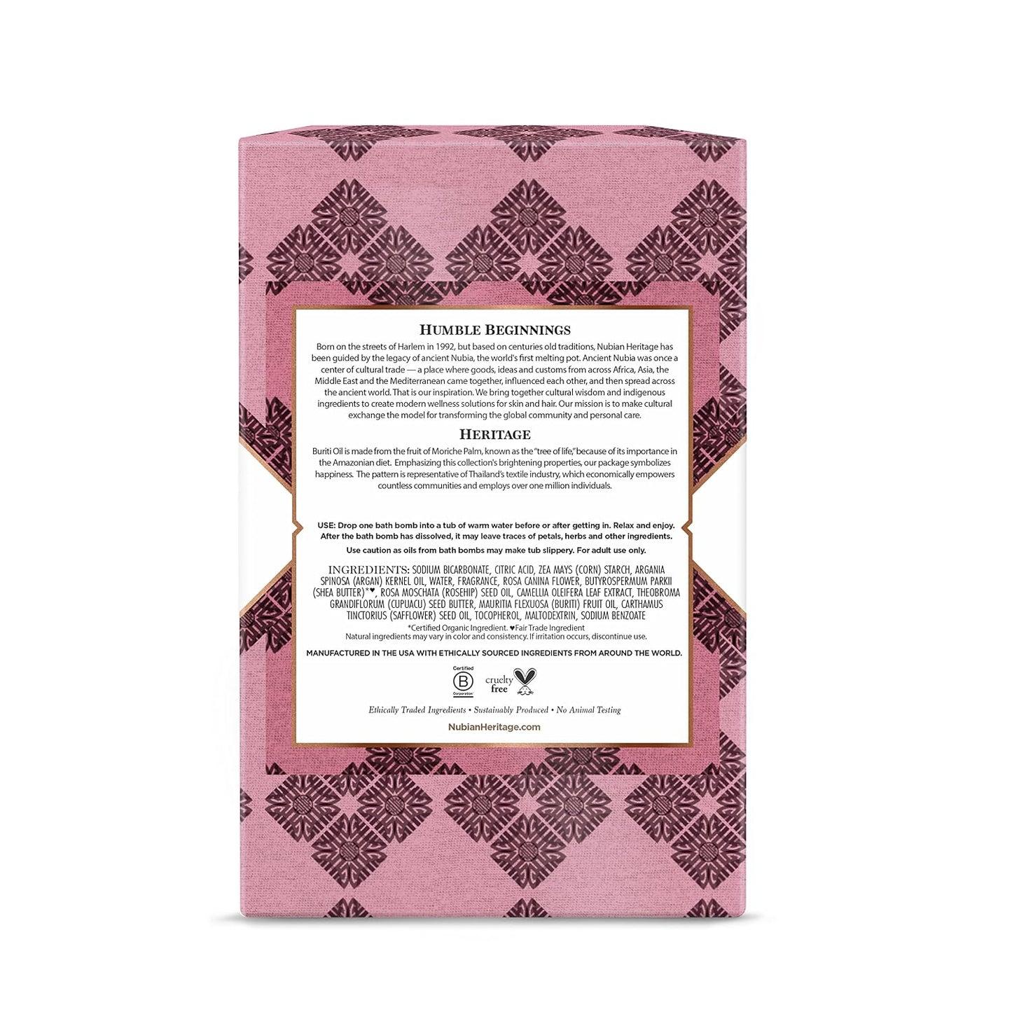 Nubian Heritage Bath Bombs Patchouli and Buriti Uplifting Bath and Body Products 1.6 Oz 6 Count