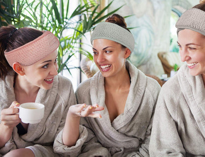 Luxury Spa Headband Set (4-Pack) – Ultra-Soft Adjustable Terry Cloth Hair Bands for Face Washing, Makeup, Skincare, Shower & Self-Care | Neutral Color Collection