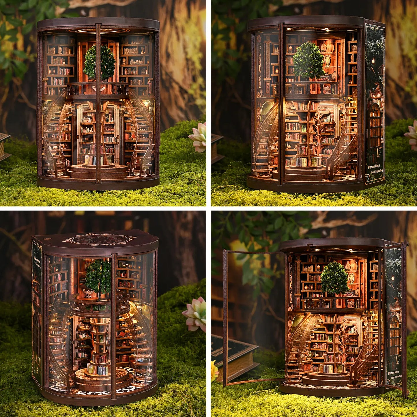 Dolphinisle Book Nook Kit for Adults Booknook DIY Miniature Library Decor Fantasy 3D Puzzle (Wisdom Rings Book Repository)