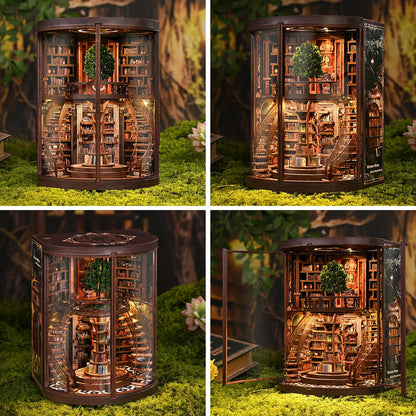 Dolphinisle Book Nook Kit for Adults Booknook DIY Miniature Library Decor Fantasy 3D Puzzle (Wisdom Rings Book Repository)