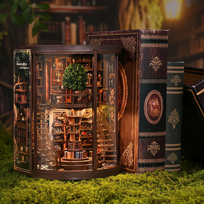 Dolphinisle Book Nook Kit for Adults Booknook DIY Miniature Library Decor Fantasy 3D Puzzle (Wisdom Rings Book Repository)