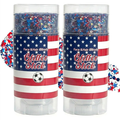 4Th of July Red White Blue Glitter Stick, Body & Hair Sparkle Makeup for Independence Day Party, Parade, Festival & Fireworks Look