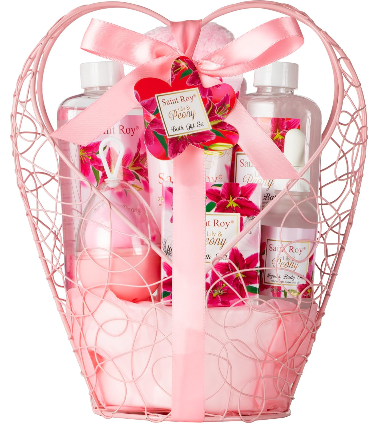 Luxury Home Spa Gift Set – Lily & Peony Bath & Body Collection with Jojoba Oil | Thoughtful Self-Care Gift for Women, Birthdays, Holidays & Special Occasions