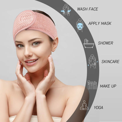 Luxury Spa Headband Set (4-Pack) – Ultra-Soft Adjustable Terry Cloth Hair Bands for Face Washing, Makeup, Skincare, Shower & Self-Care | Neutral Color Collection
